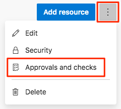 Screenshot of approvals and checks menu option. 
