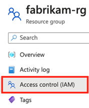 Screenshot that shows selecting Access control in the resource menu.