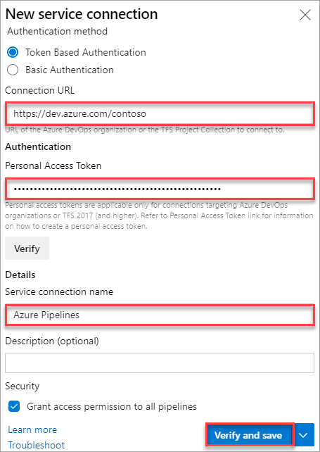 Creating an Azure Pipelines service connection