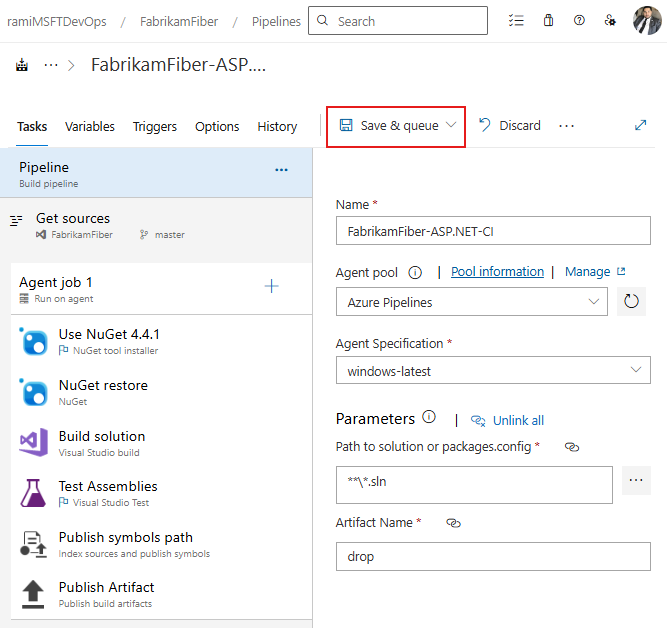 A screenshot displaying how to configure a Classic pipeline in Azure Pipelines.