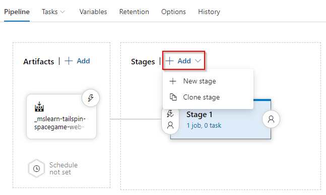Screenshot showing how to add a stage template