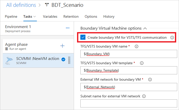 Entering the boundary VM name and the source template