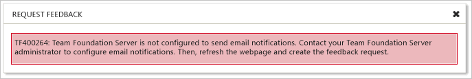 Error message about email notifications not configured