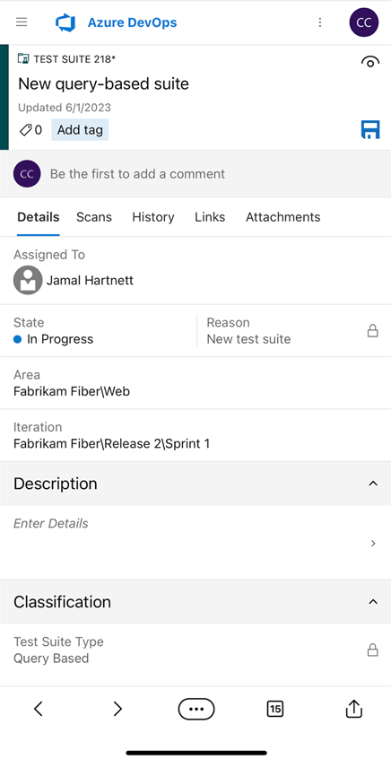 Mobile work item form