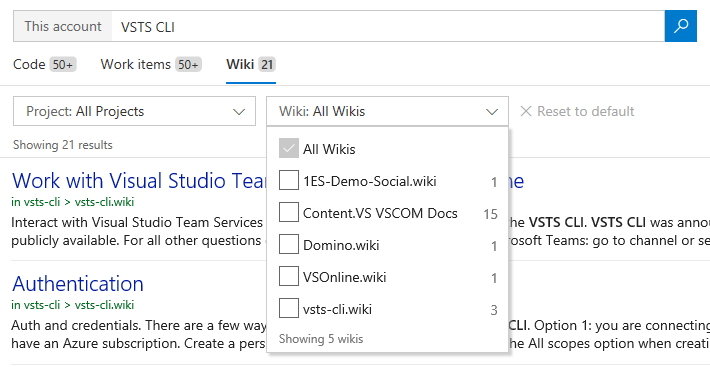 wiki names in search