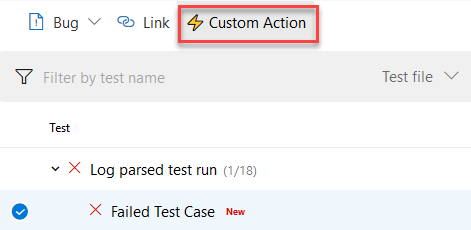 Custom Action button in the toolbar.