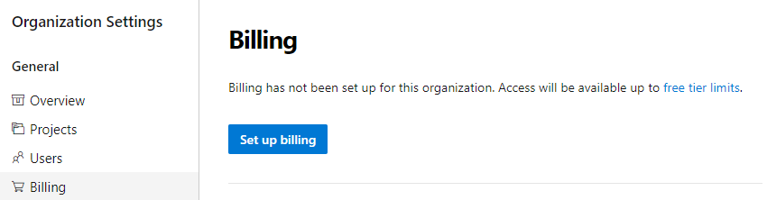 Organization settings billing.