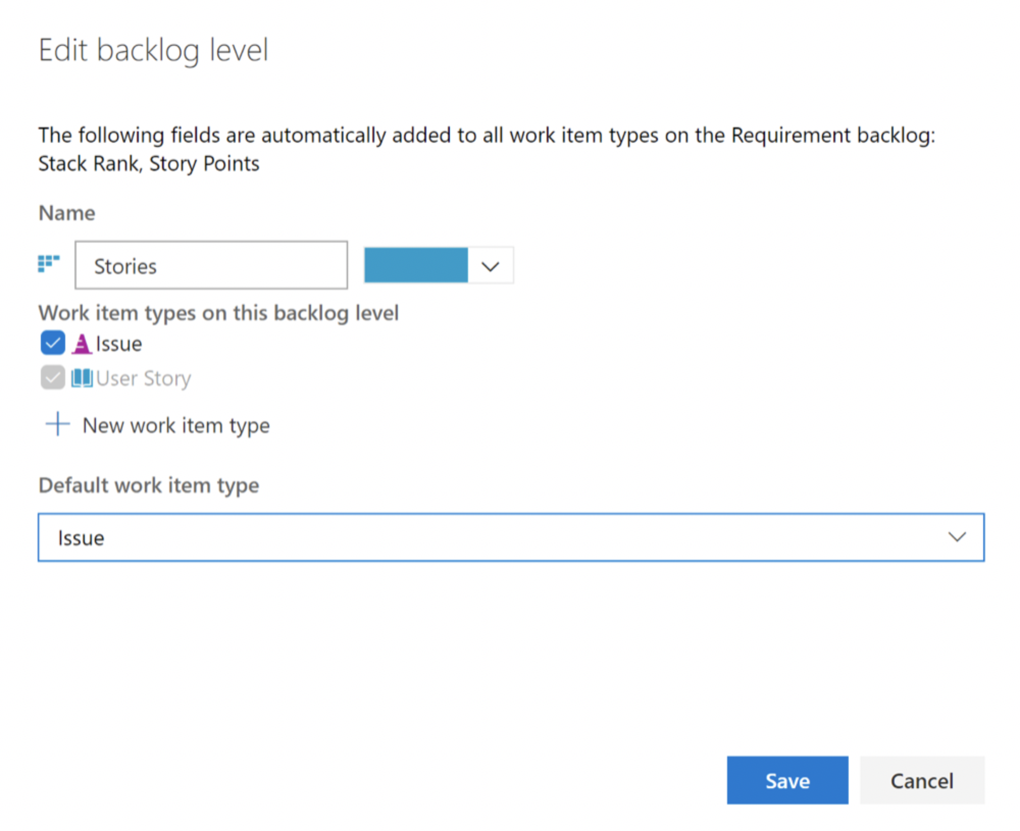 Use this Azure Boards page to add previously excluded work item types to boards and backlogs.