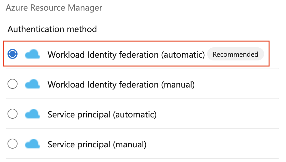 Screenshot of Workload identity federation (automatic).