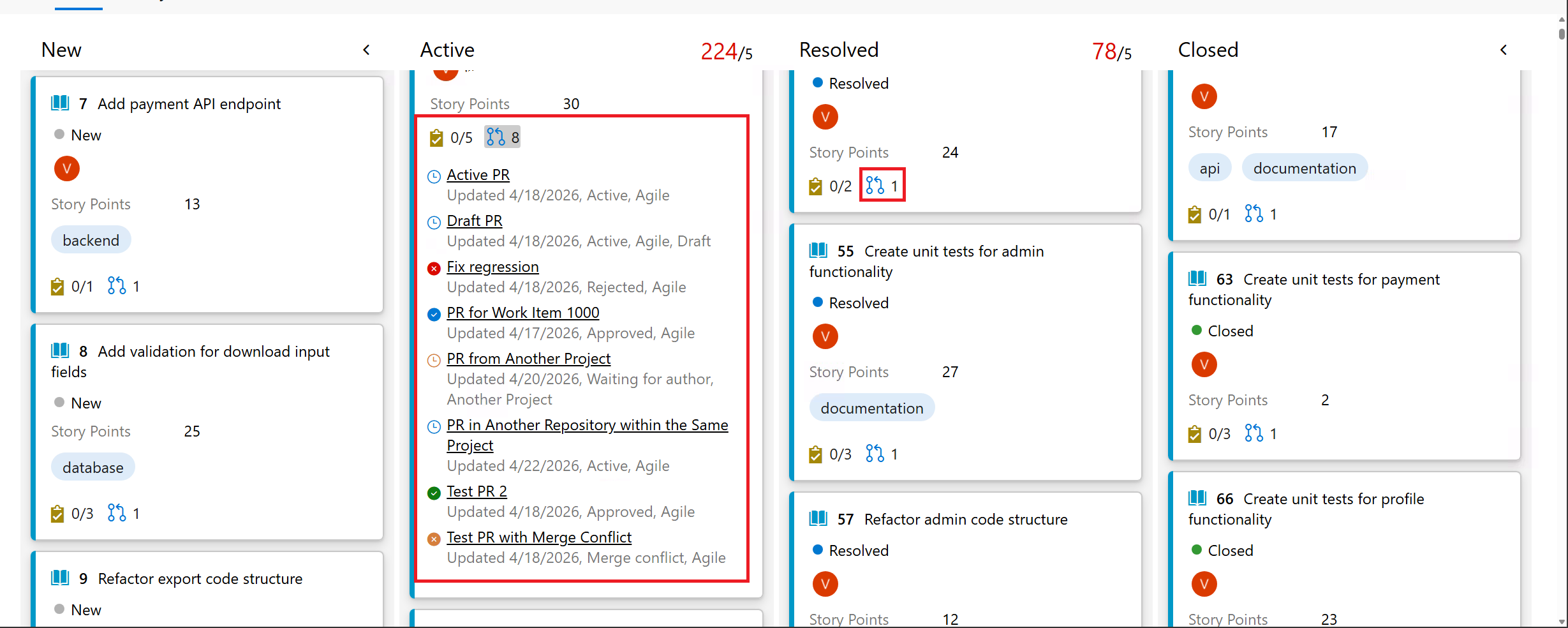 Show pull request annotations on cards | Microsoft Learn