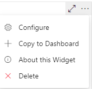 Screenshot of dashboard widget More actions menu options.