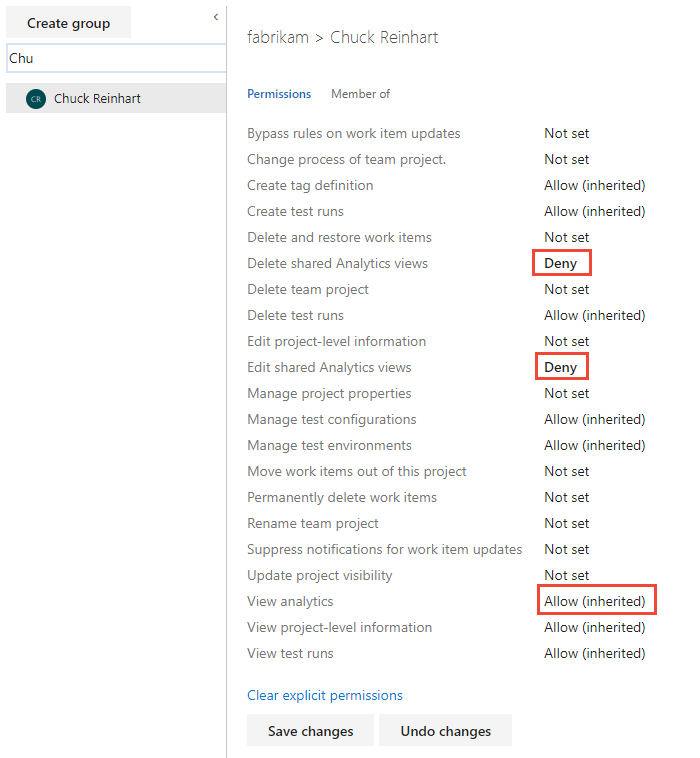 Project Settings>Security>User>Permissions dialog, set Analytics permissions