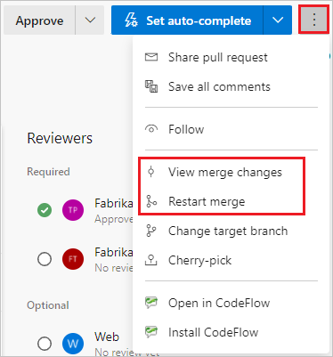 Complete abandon or revert pull requests Azure Repos