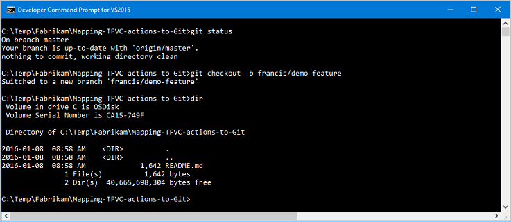 Creating a new Git branch from the Windows command line