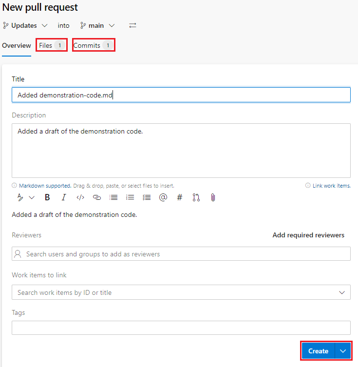 Create a pull request to review and merge code - Azure Repos | Microsoft  Learn