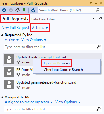 View filter and open pull requests Azure Repos Microsoft Learn