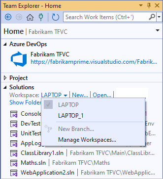 Create and work with workspaces - Azure Repos | Microsoft Learn