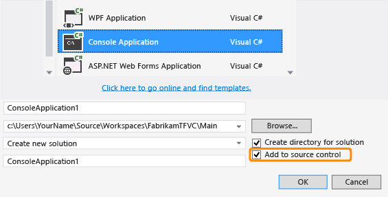 Create a new solution under version control