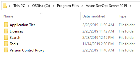 Installed server file folders