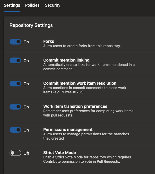 Repository settings