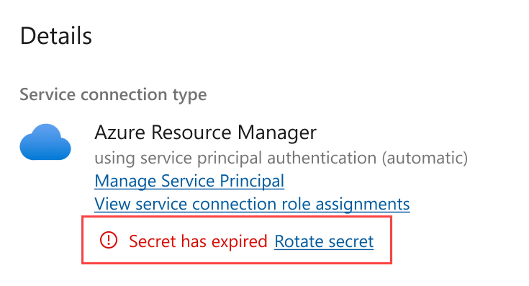 Azure service connection option to rotate an expired secret
