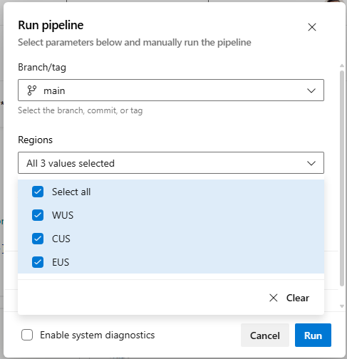 Multiple region selection using a stringList parameter