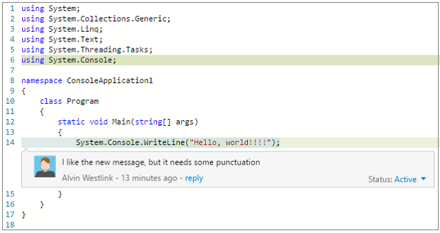 Comment tracking with change