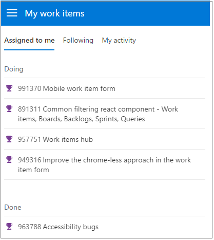 Mobile work item query