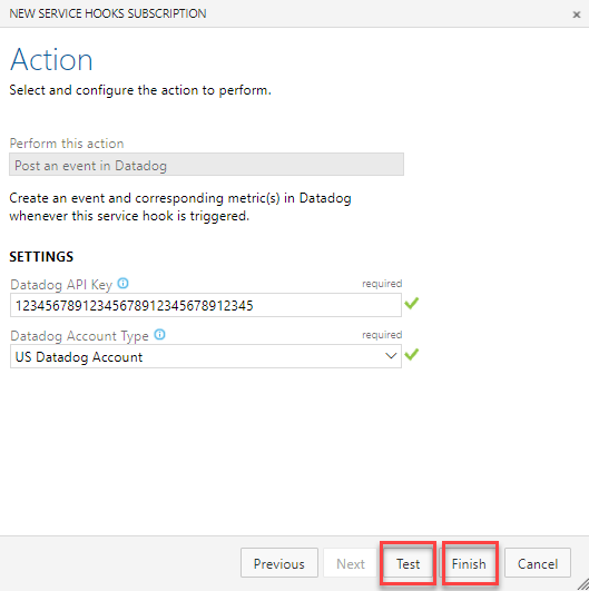 Screenshot of where you select and configure the action to perform.