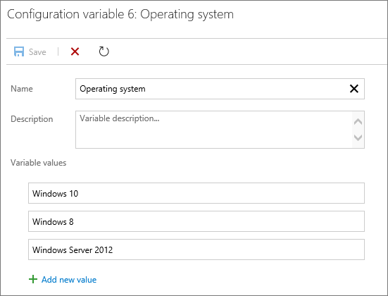 Setting the values for an Operating Systems configuration variable