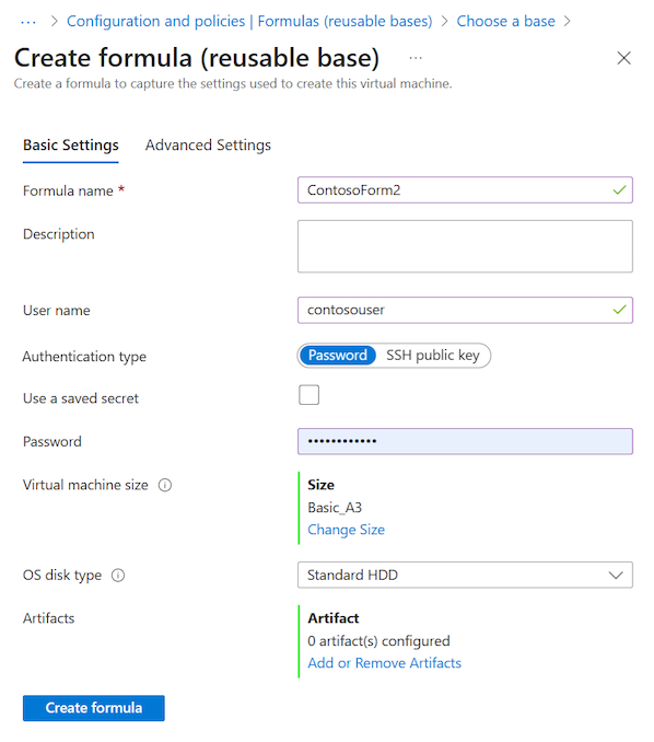 Basic settings page