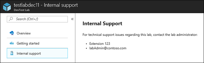 Internal support pane showing support message posted