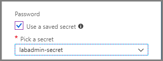 Screenshot that shows using a secret in VM creation.