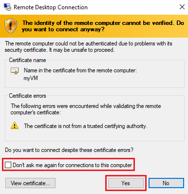 Screenshot of remote computer verification.