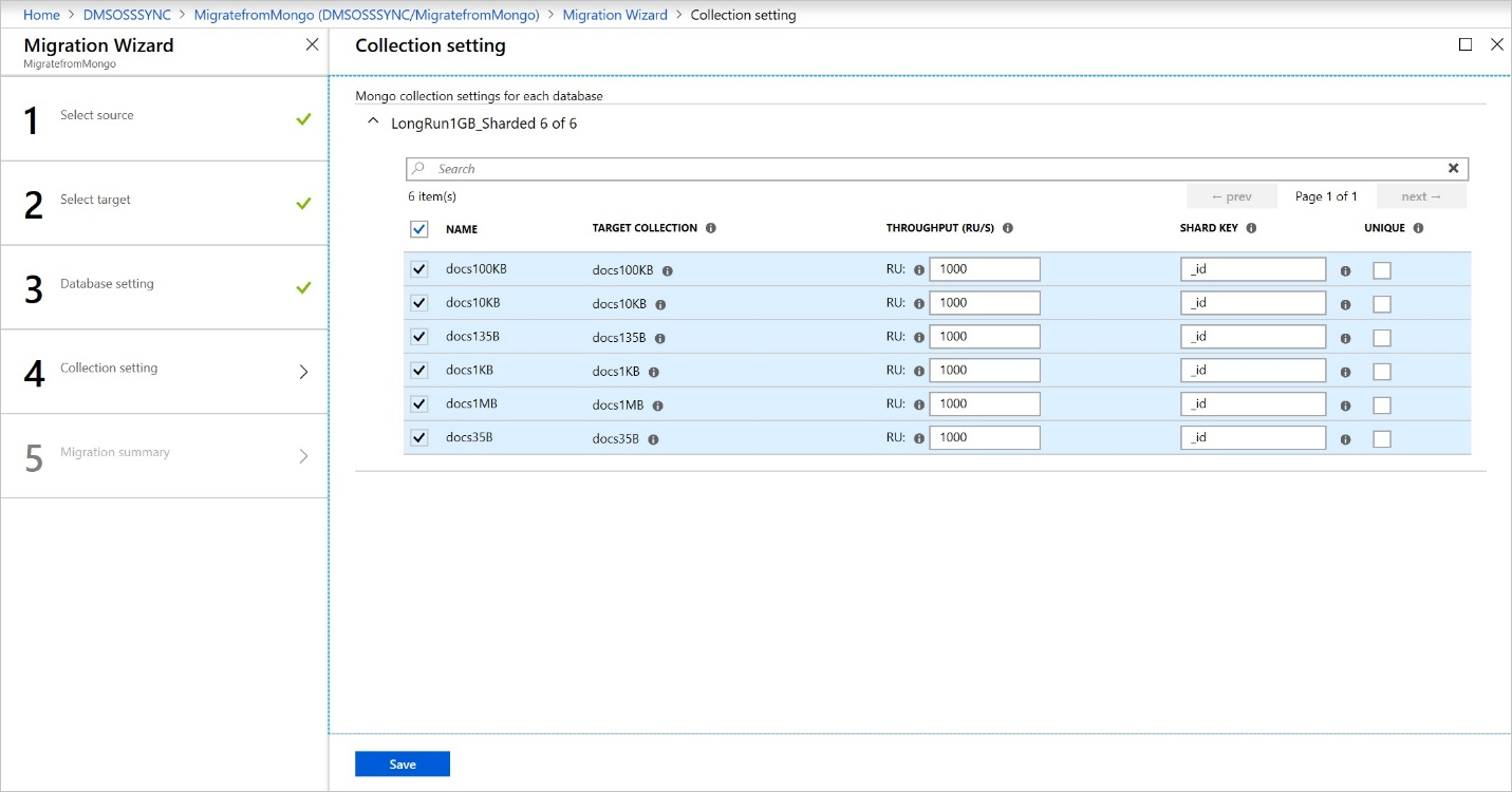 Select collections tables