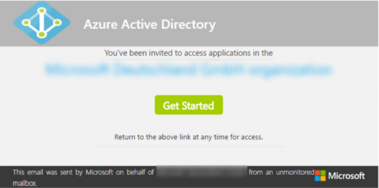 Screenshot that shows an email message with a Get Started link to the Azure Education Hub.