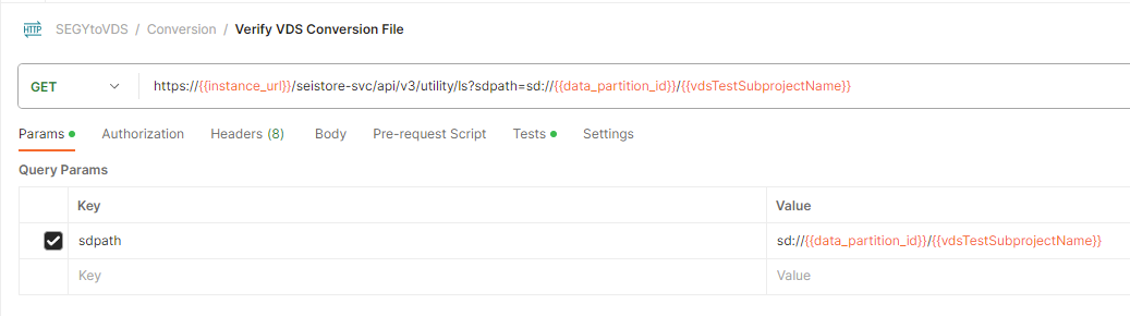 Screenshot that shows the API call to check if the file has been converted.