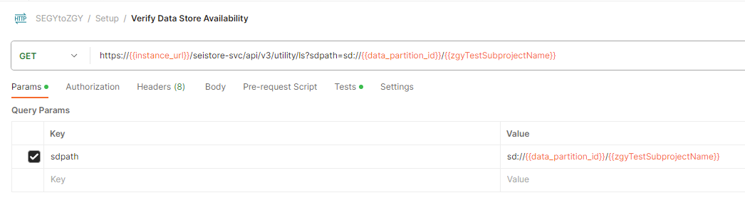 Screenshot that shows the API call to verify a file binary is uploaded in Postman.