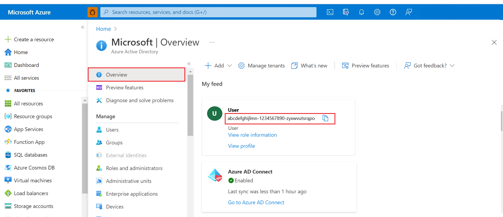 Screenshot of finding the object-id from Azure Active Directory.