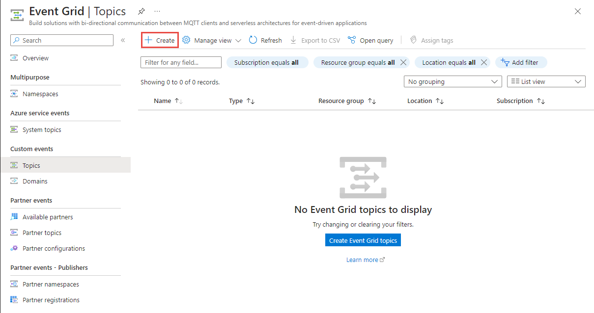 azure event grid topic type