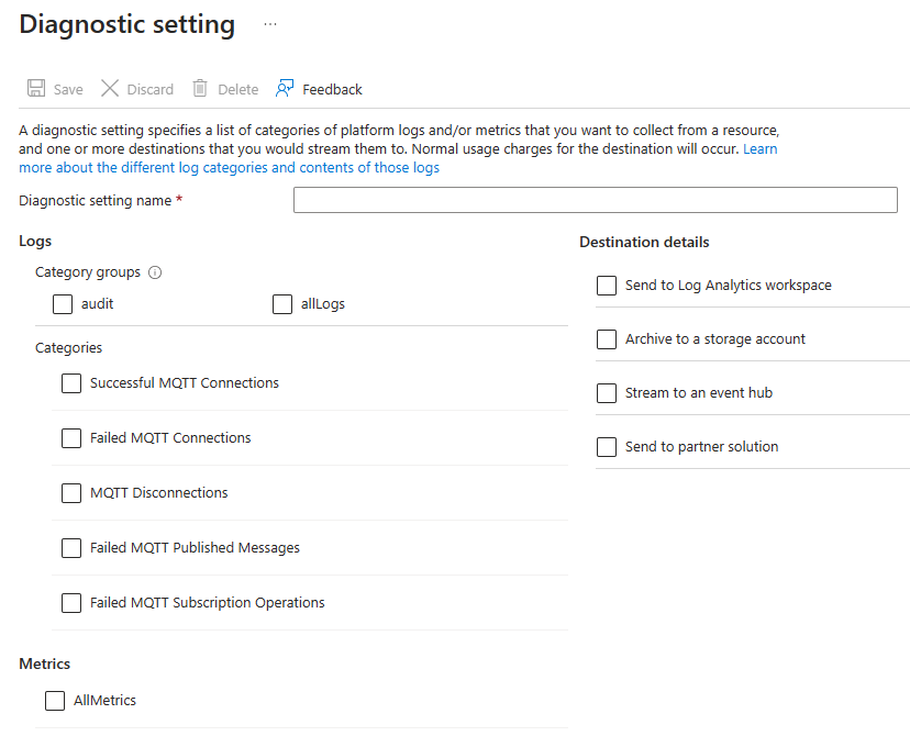 Screenshot showing the selection of RuntimeAuditLogs and ApplicationMetricsLogs.