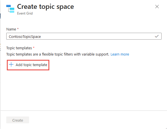 Screenshot of Create topic space with the name.