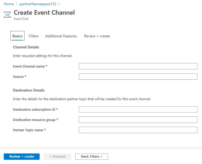 Create event channel - basics page