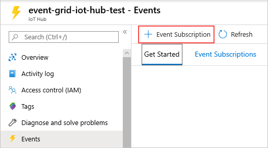 Create new event subscription