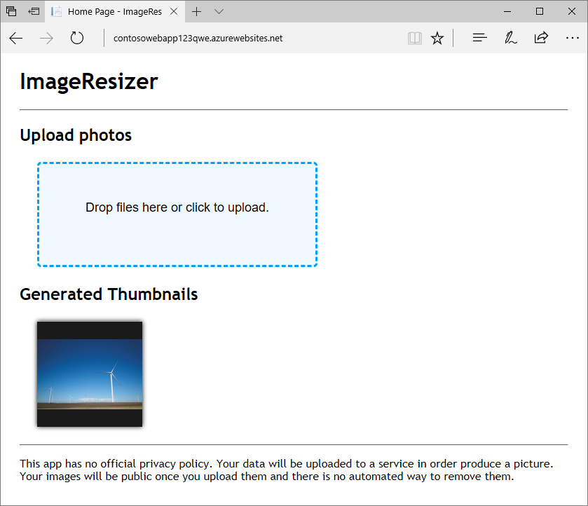 Screenshot of the Image Resizer .NET app.