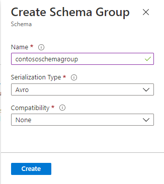 Image showing the page for creating a schema group