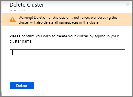 Delete cluster page