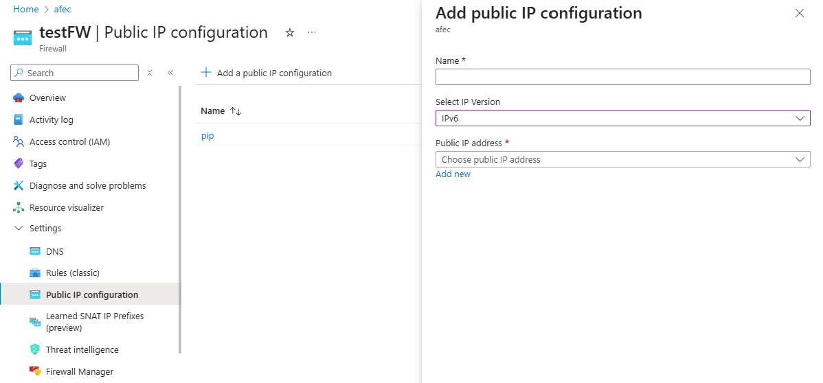 Screenshot of updating the firewall to include an IPv6 public IP.