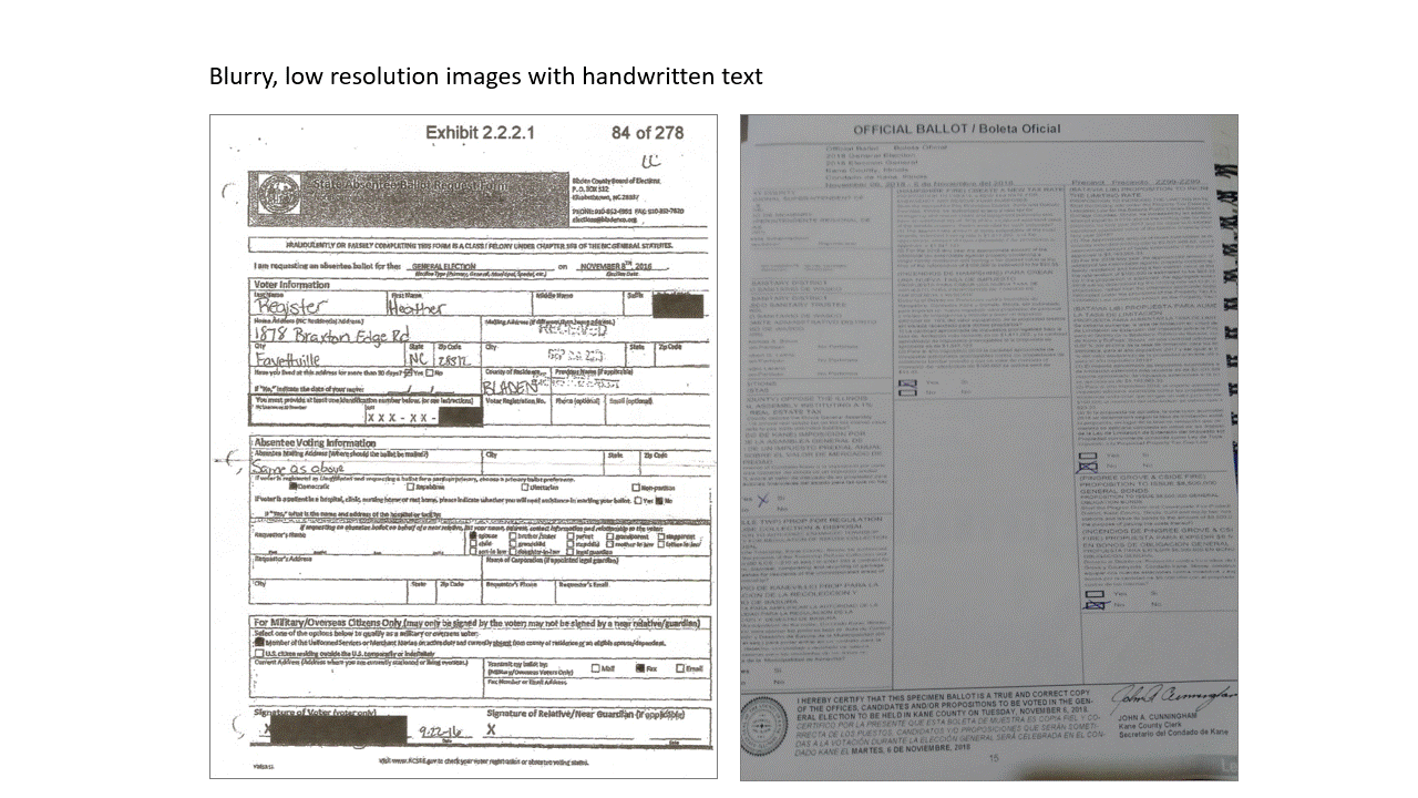 An illustration that shows blurry and hard-to-read OCR demos.