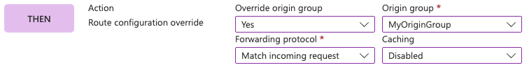 Portal screenshot showing origin group override action.